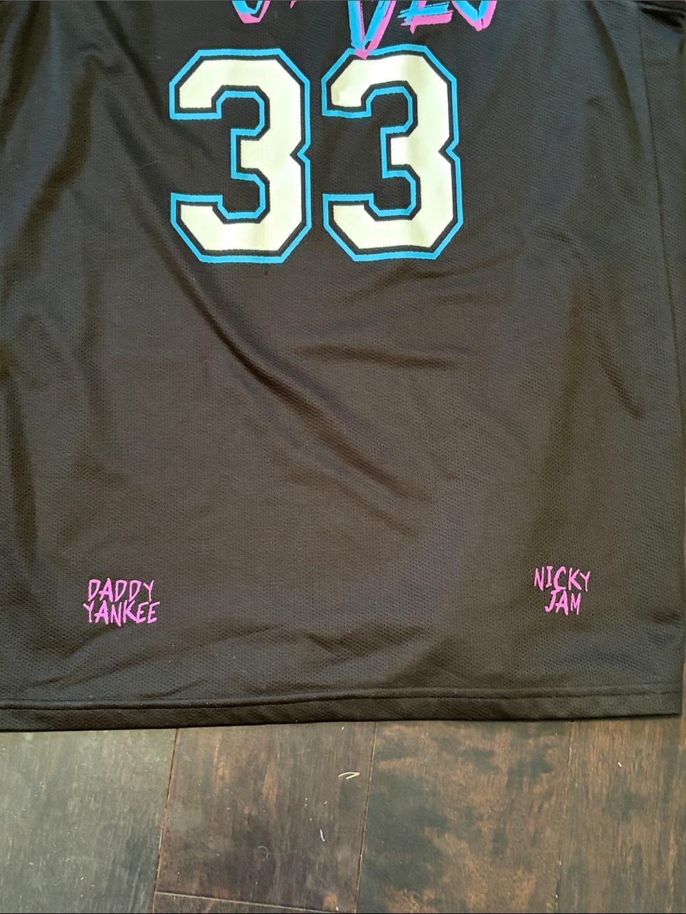 Muévelo 33 Graphic Basketball Jersey - Black with Neon Trim - Picture 3 of 5